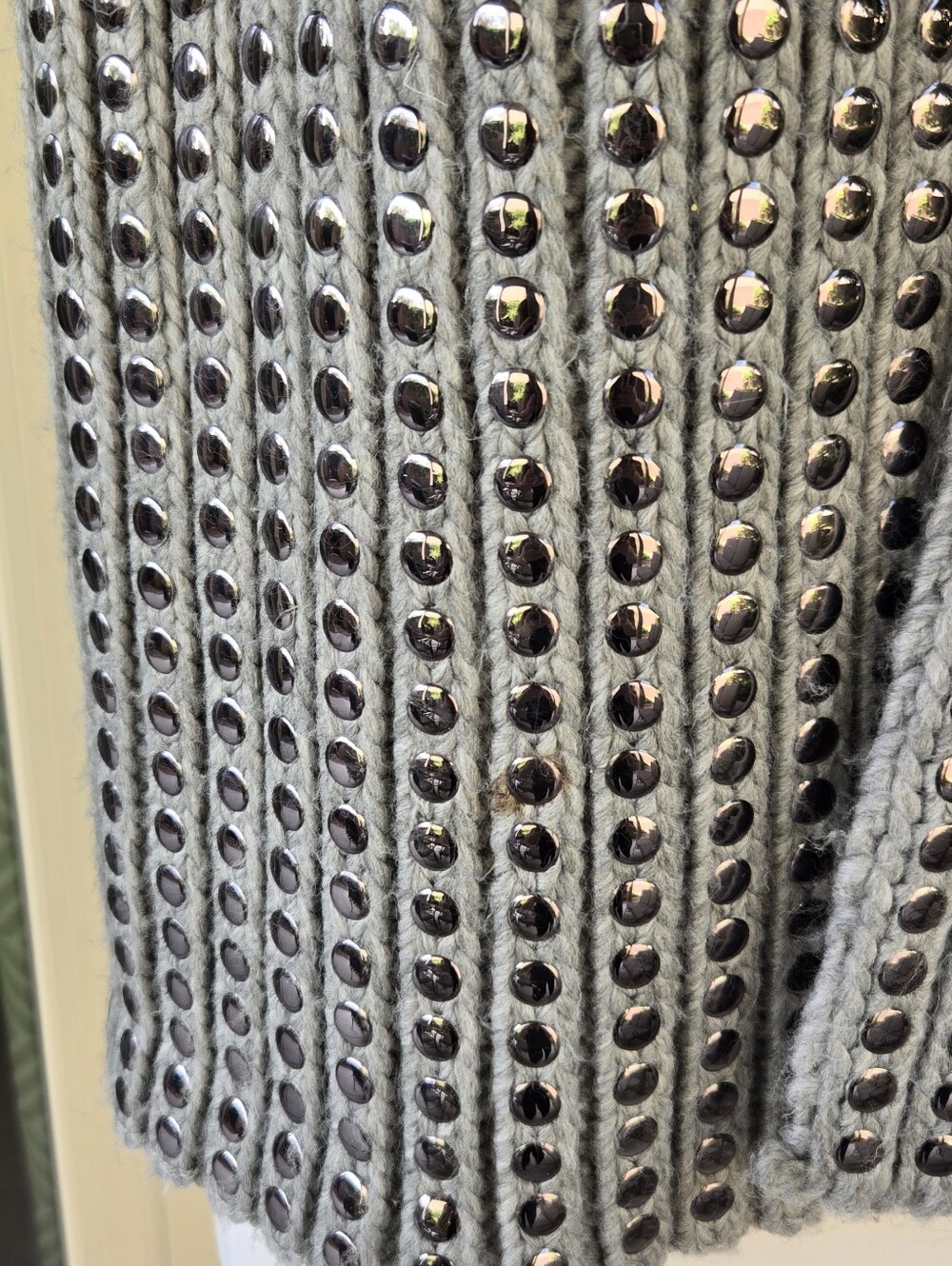 DKNY Cozy Studded Knit Scarf - Gray - Picture 2 of 5